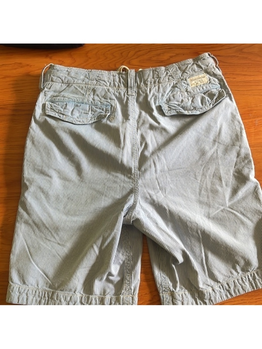 Abercrombie & Fitch Blue White Pinstripe Shorts High Rise Button Fly 32 - Picture 7 of 9
